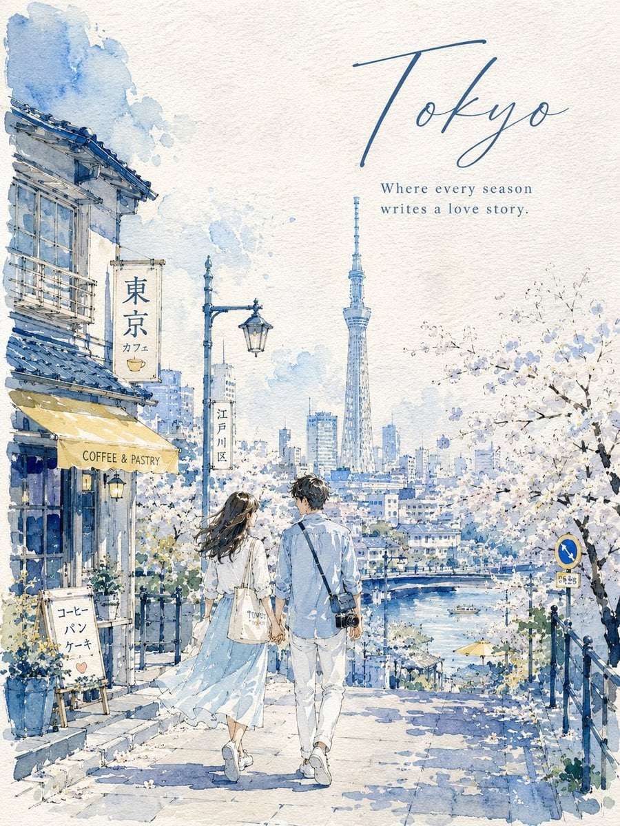 Romantic City Watercolor Travel Poster