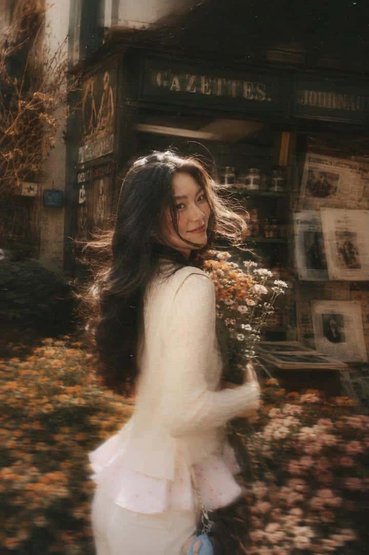 Romantic Parisian Woman Golden Hour Photography