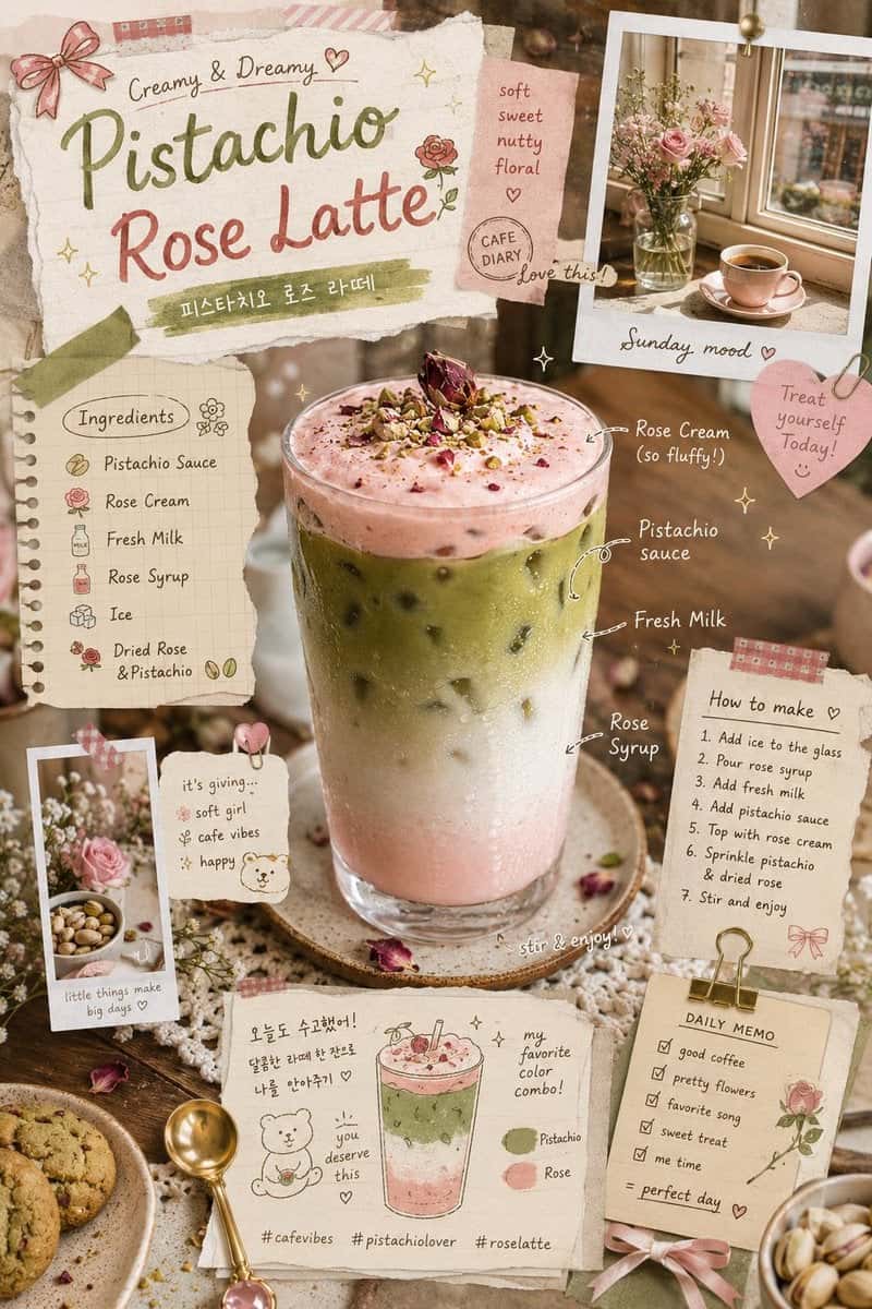 Rose Pistachio Latte Aesthetic Photography