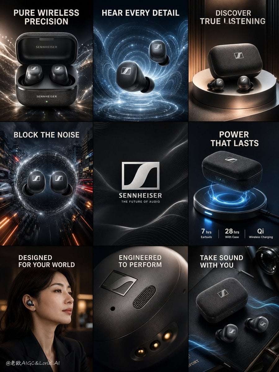 Sennheiser Earbuds Premium Ad Collage