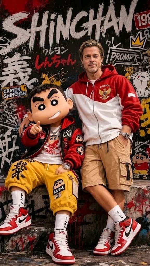 Shinchan Brad Pitt Streetwear AI Art