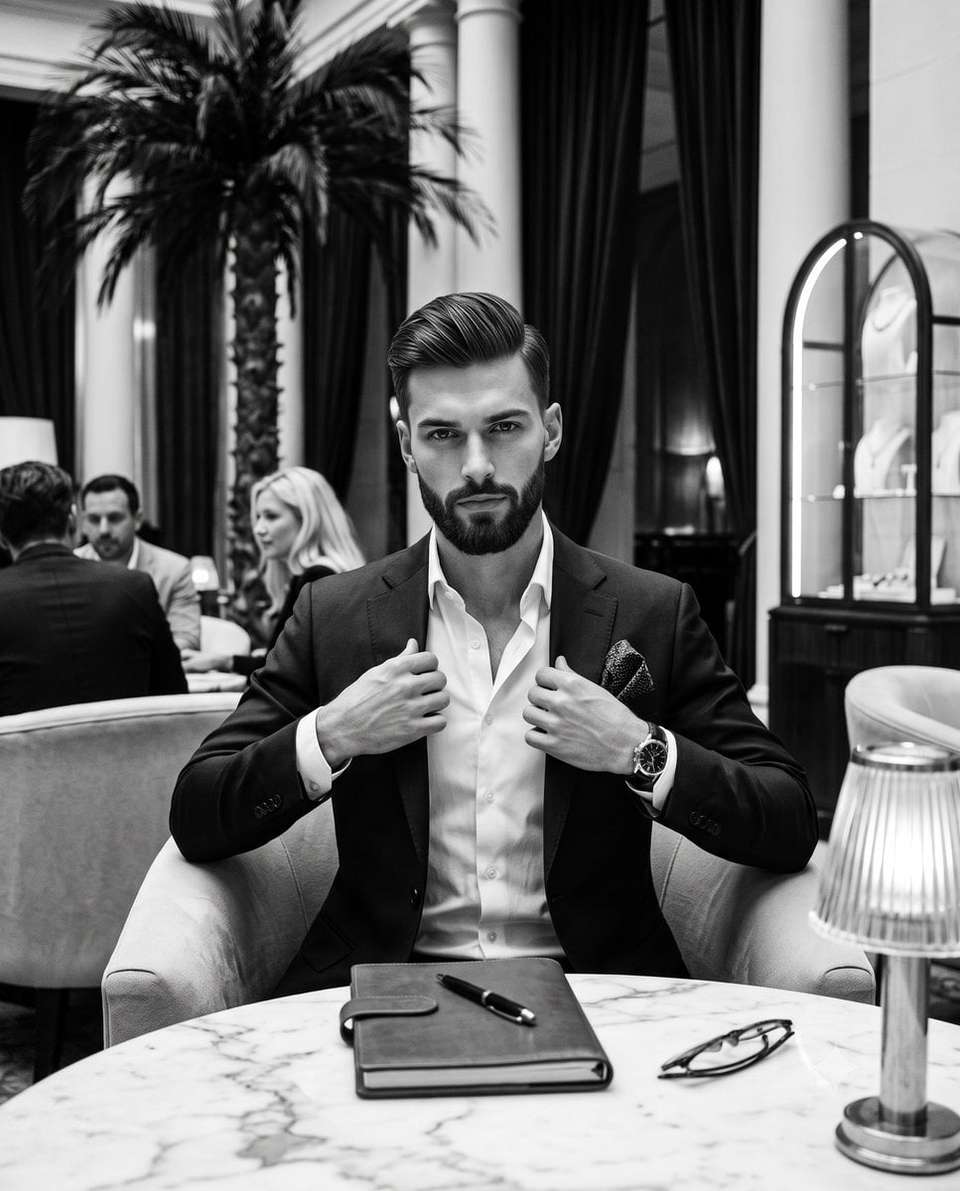 Sophisticated Man Monochrome Editorial Portrait