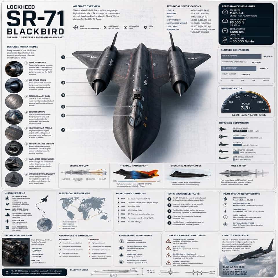 SR-71 Blackbird Aviation Infographic Template
