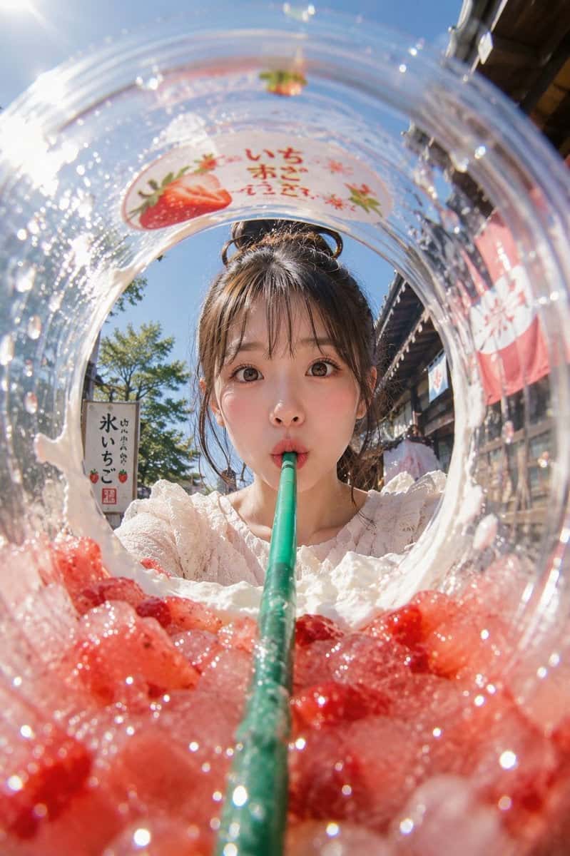 Strawberry Ice Drink Summer Portrait