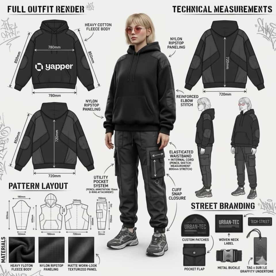 Streetwear Fashion Design Illustration Template