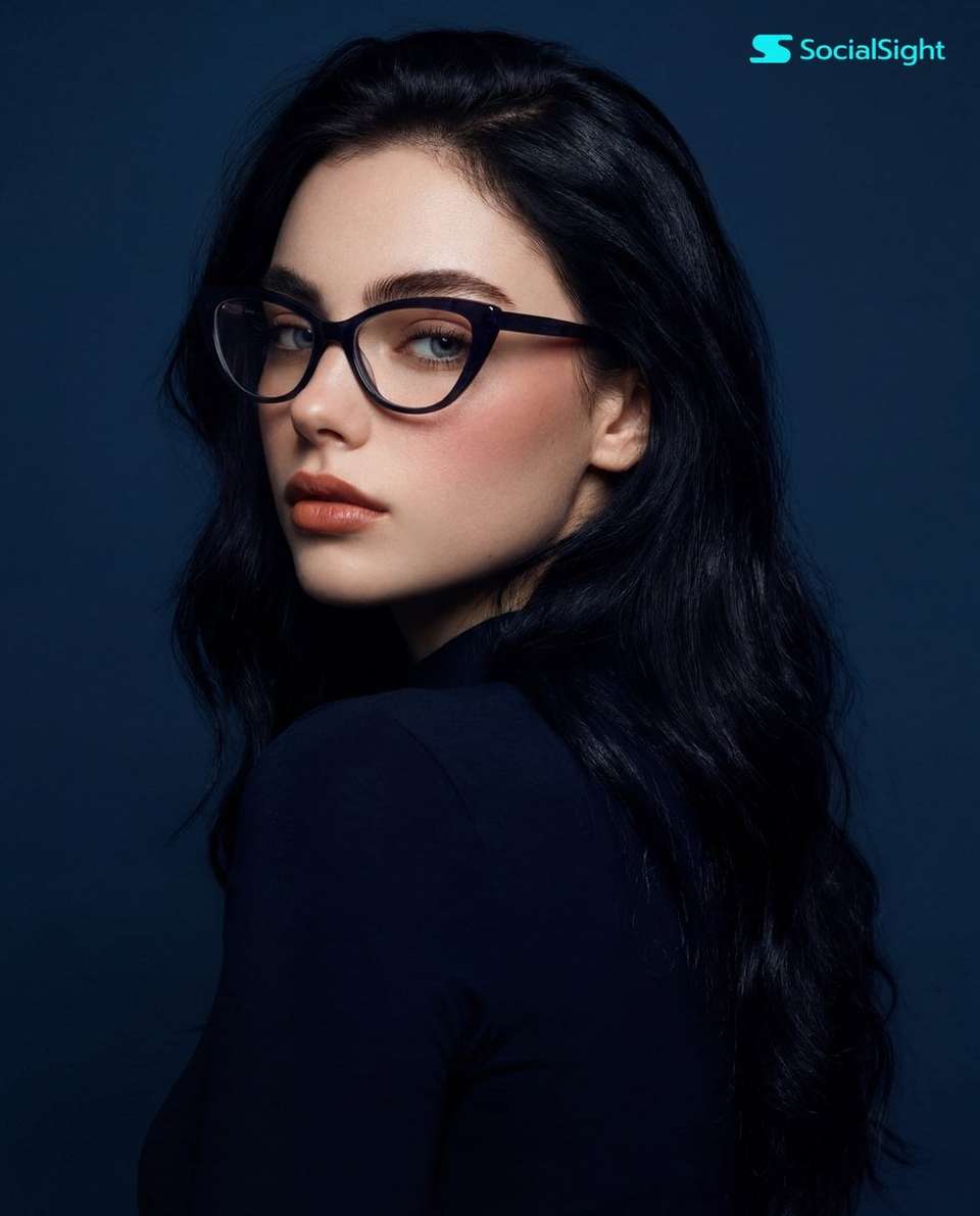 Studio Portrait Dark Hair Cat Eye Glasses