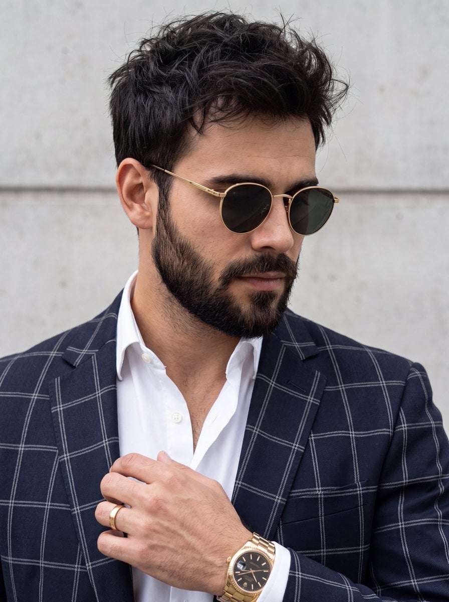 Stylish Man Gold Accessories Portrait