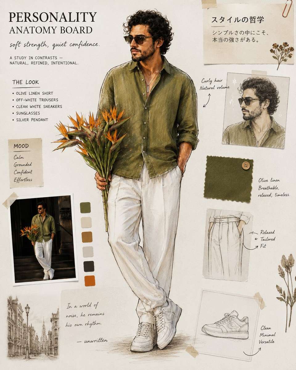 Stylish Man Watercolor Mood Board