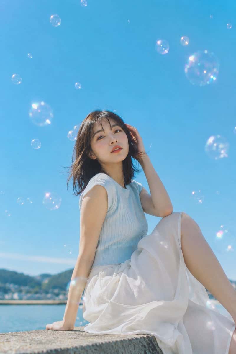 Summer Beach Portrait Japanese Woman