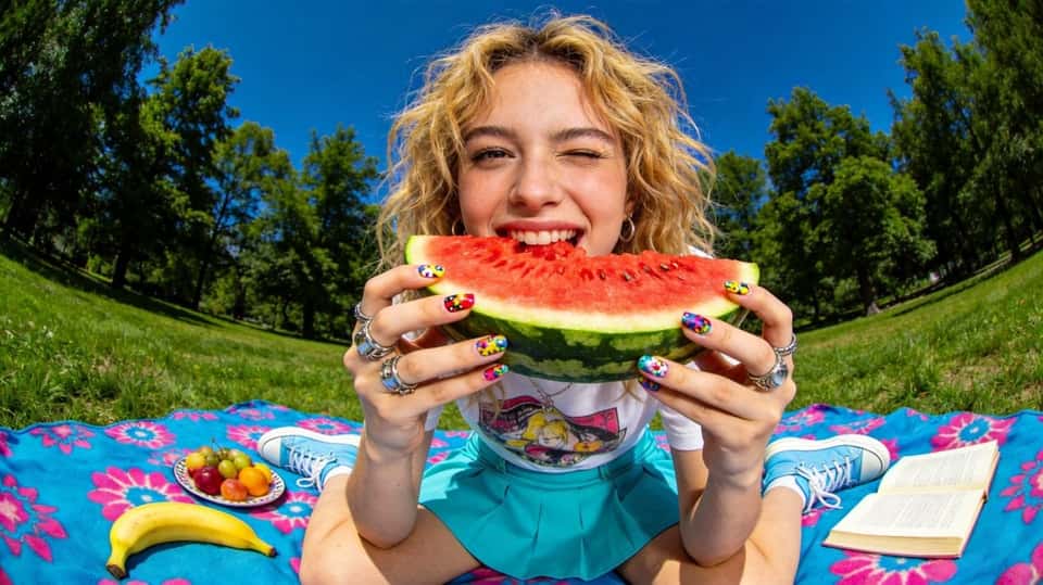 Summer Picnic Woman Fisheye Photo