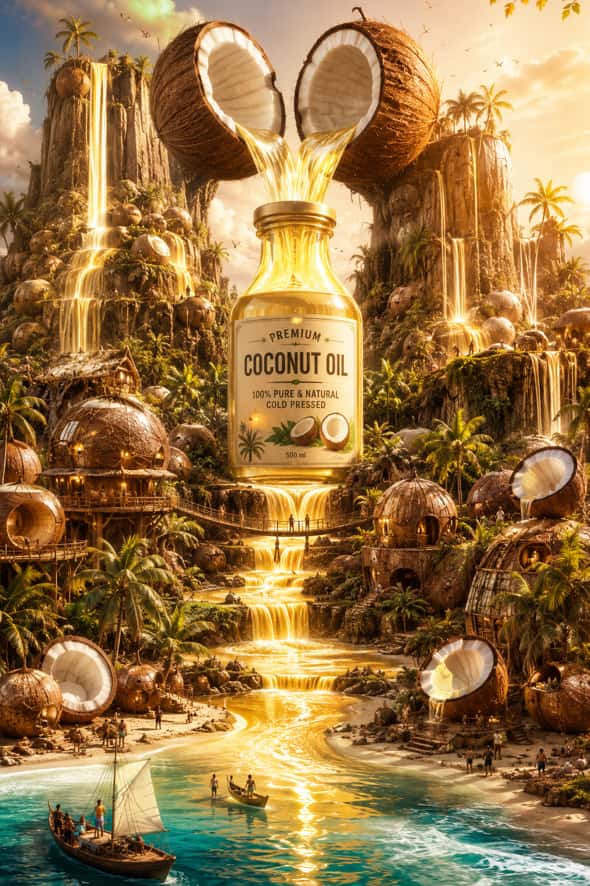 Surreal Coconut Oil Tropical Realm Artwork