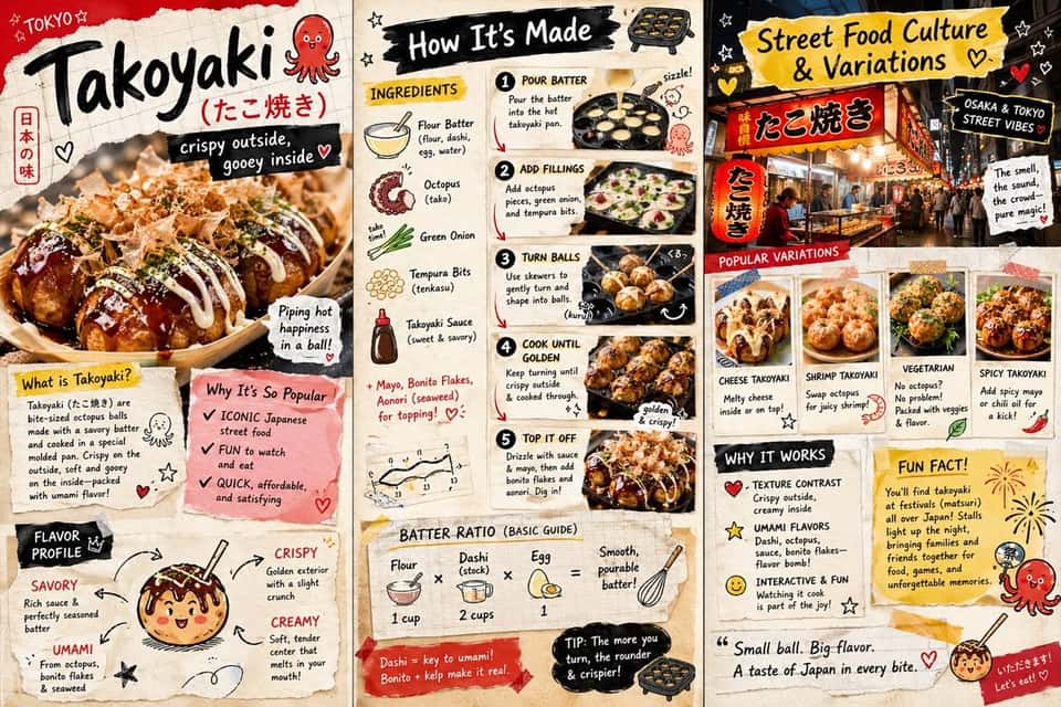 Takoyaki Zine Infographic Mixed Media