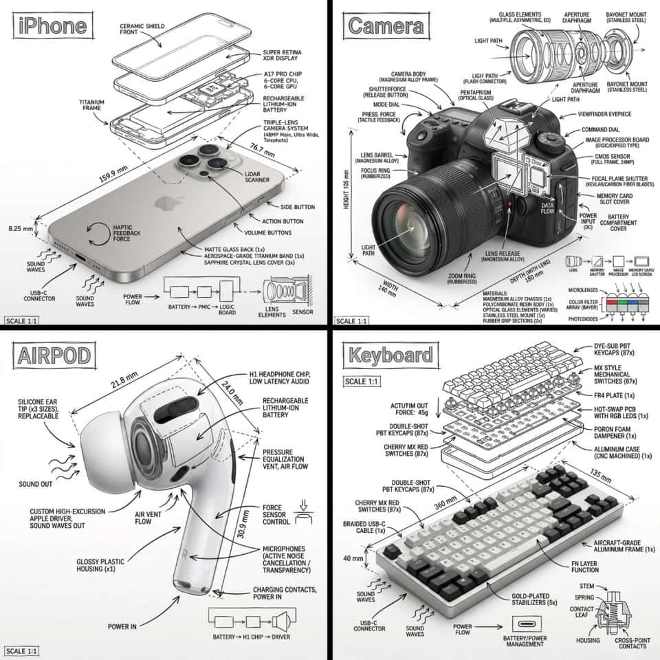 Technical Infographic Object Blueprint