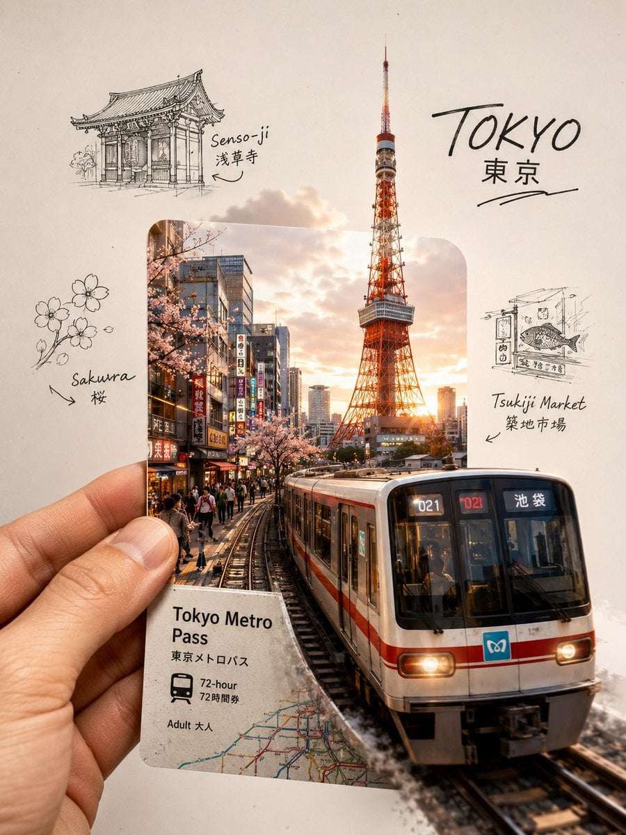 Tokyo Travel Journal Collage Prompt