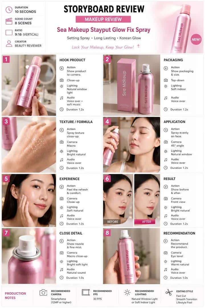 Vertical Beauty Product Review Storyboard Template