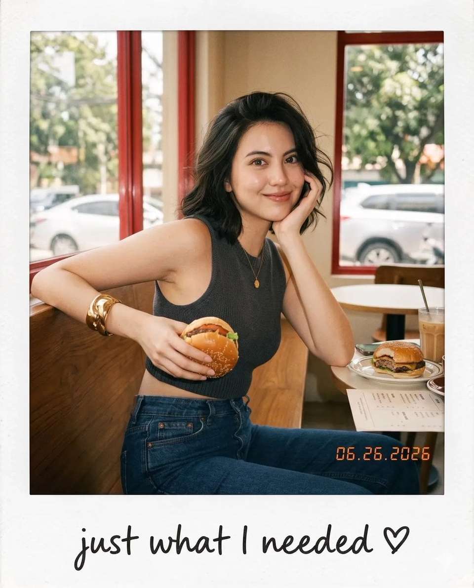 Vintage Polaroid Café Portrait Template
