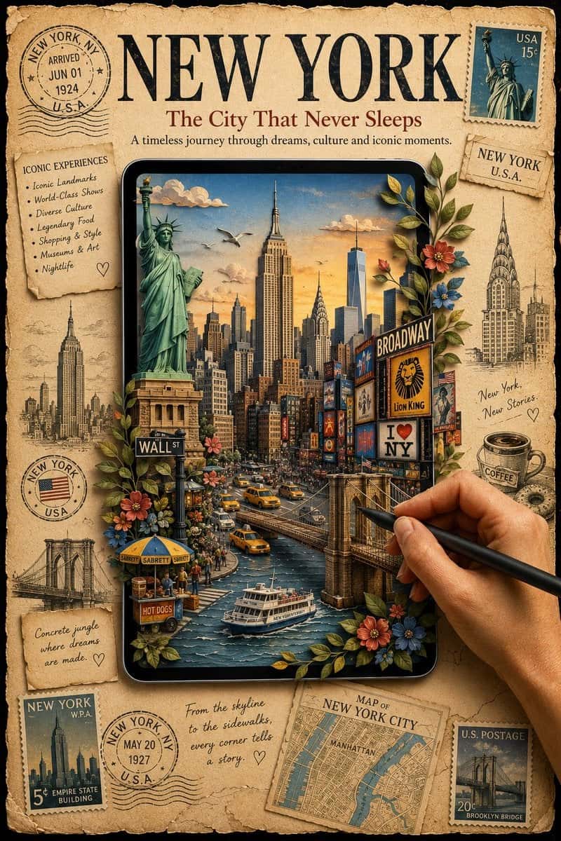 Vintage Travel Poster AI Prompt Template