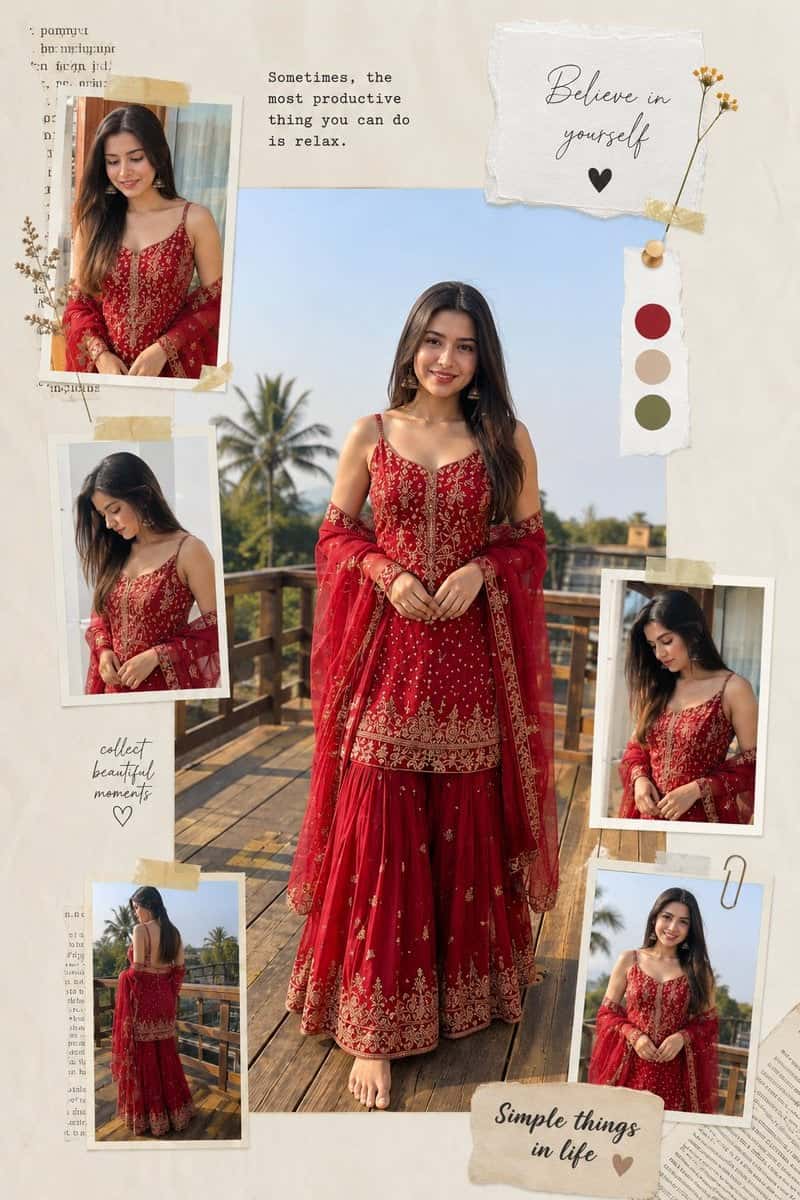 Viral Indian Woman Sharara Collage Poster