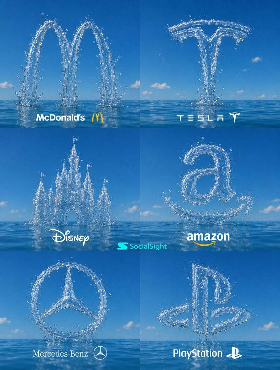 Water Logo Grid Collage Art