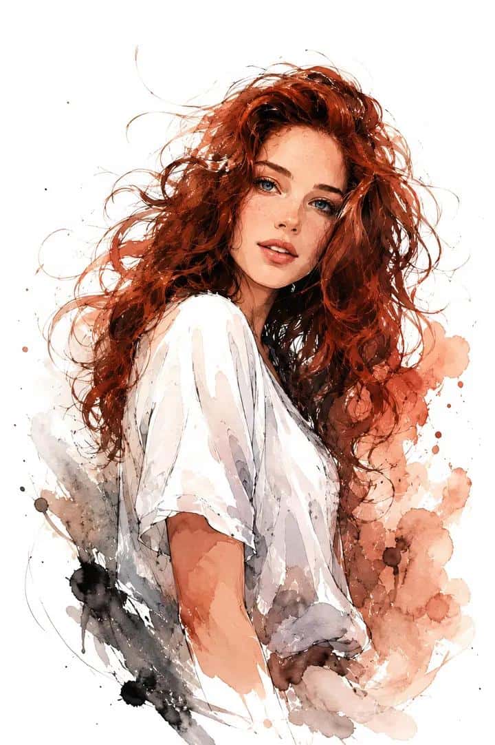 Watercolor Redhead Portrait Template