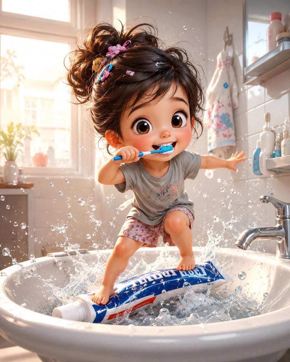Whimsical Toddler Bathroom 3D Illustration