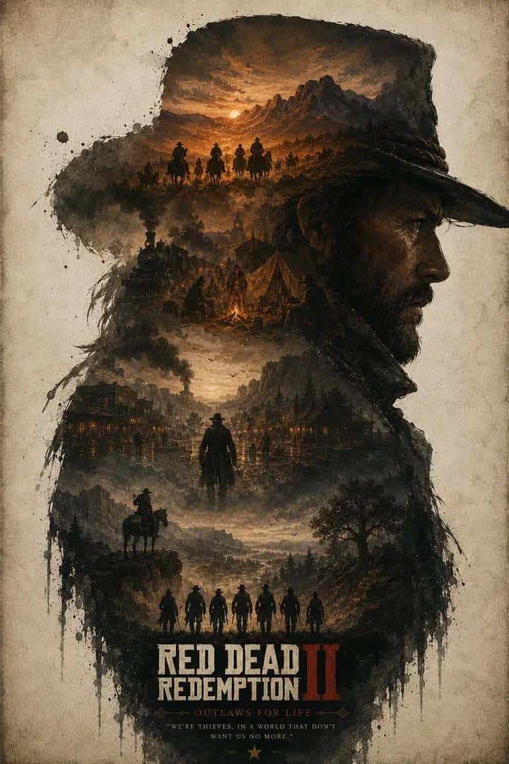 Wild West Cowboy Double Exposure Poster