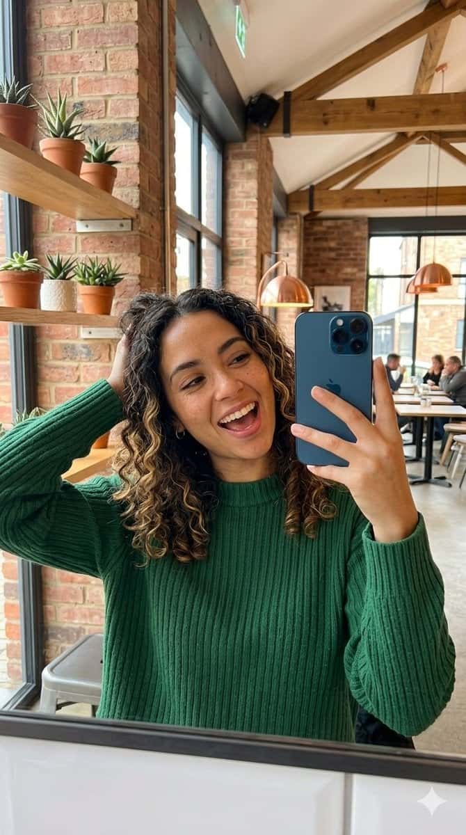 Woman Mirror Selfie Cafe Photo Template