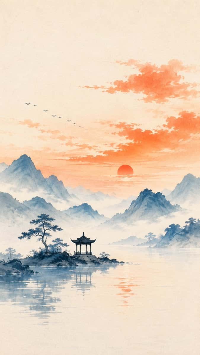 Zen Minimalist Landscape Illustration Template
